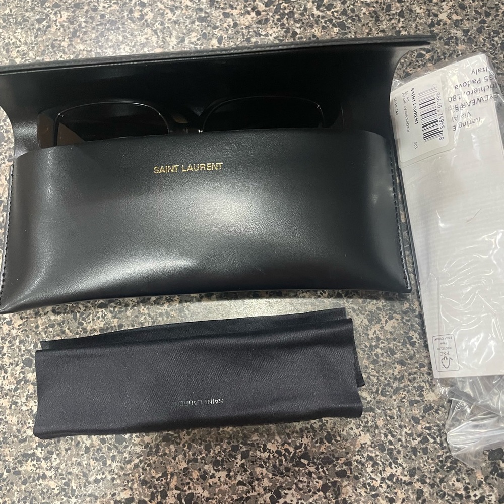 Saint Laurent Brown Sunglasses with Gold Accents - Picture 5 of 6